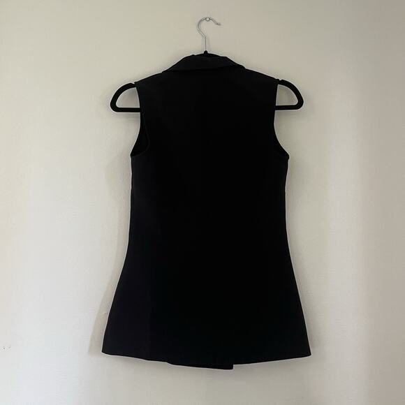 Vtg Y2K 90s La Belle Black Button Up Vest Top Tailored Size 3 Double Breasted - Picture 3 of 7